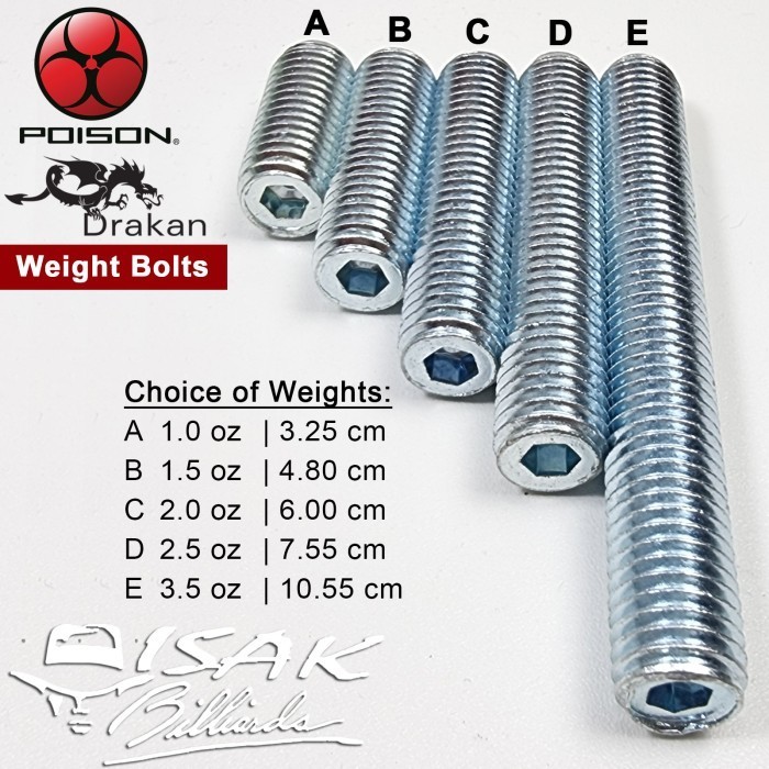 Drakan Weight Bolt - Baut Pemberat Stick Billiard Biliar Poison Cue - 3.5 oz