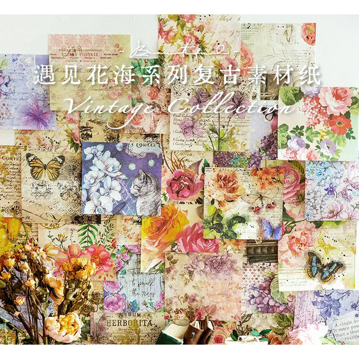 

50 Lembar/ Set Kertas Scrapbook Journalling Set Paper Kit CLASSICAL AESTHETIC Edition DIY Deco