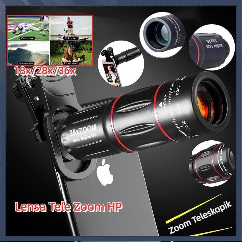 CODAPEXEL 28X Lensa Tele Zomm Apexel 18x25 Original Tele Zoom Hp Universal Handphone Telezoom 18X