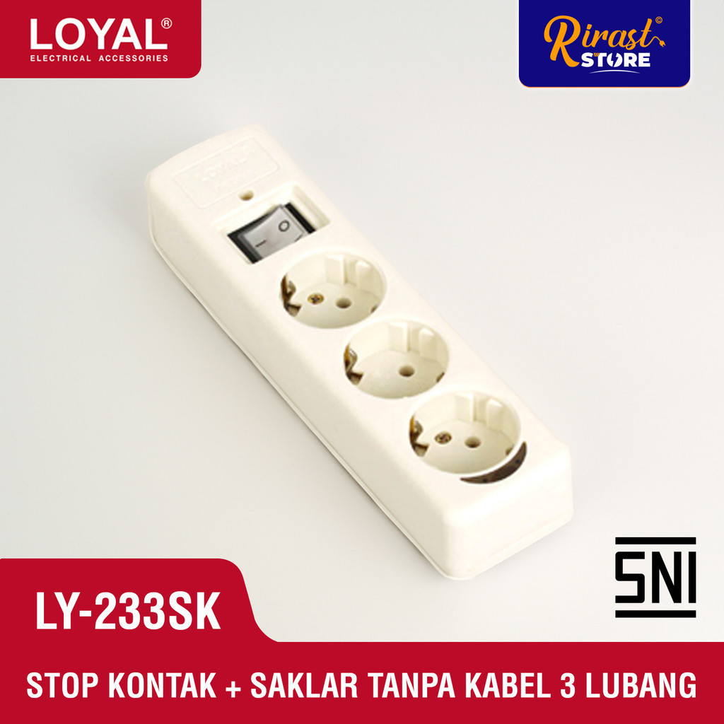 LOYAL STOP KONTAK  SAKLAR TANPA KABEL 3 LUBANG LY-233SK