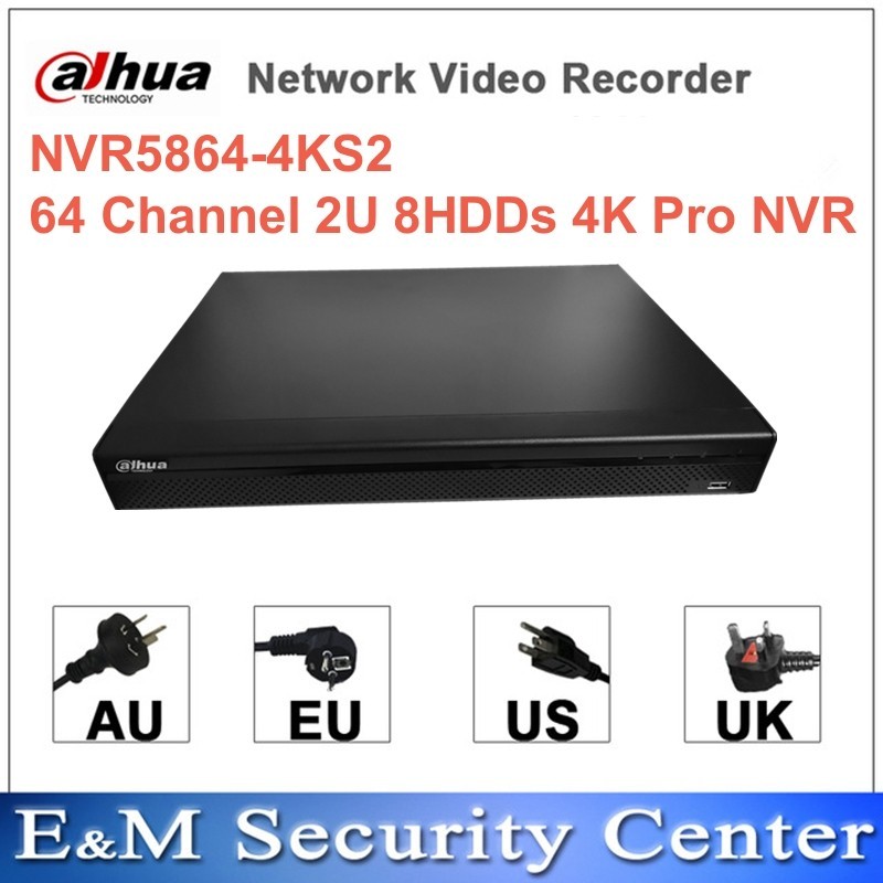 Original Dahua NVR5864-4KS2 64 Channel 2U NVR 8HDDs 4K & H.265 Pro Network Video Recorder