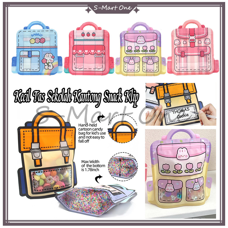 

Kecil Tas Sekolah Kantong Snack Klip/Perlengkapan Pesta Kantong Plastik /zipper tenteng 3d backpack style model unik /kantong snack/Souvernir Goodie Bag