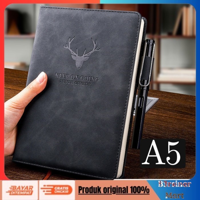 

[KUALITAS TERBAIK] Buku Catatan Kerja Notebooks Cover Kulit Kertas A5 - Hitam