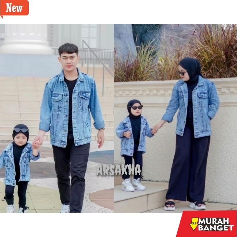 Hoodie wanita shopee Jaket Couple Pasangan Ayah Ibu dan Anak / Jaket Jeans Couple