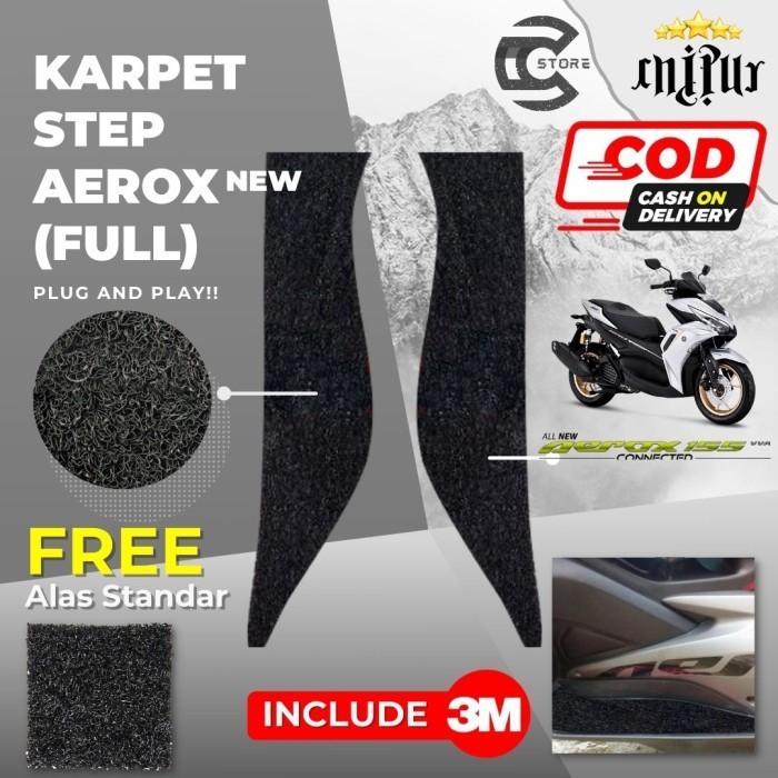 ORIGINAL Karpet Step Floor Aerox 155 Connected NEW / Karpet Mie Aerox 155 new - FULL, Hitam