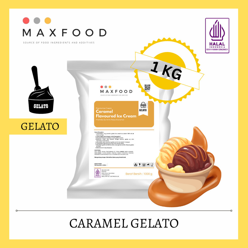 

MAXFOOD - Gelato Powder Caramel / Bubuk Gelato Rasa Caramel 1 KG