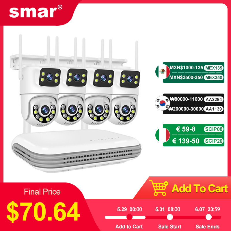

Smar Kit kamera WiFi sistem CCTV nirkabel, kamera IP 6MP dengan Audio keamanan lensa ganda 8CH NVR Video pengawasan Set ICse