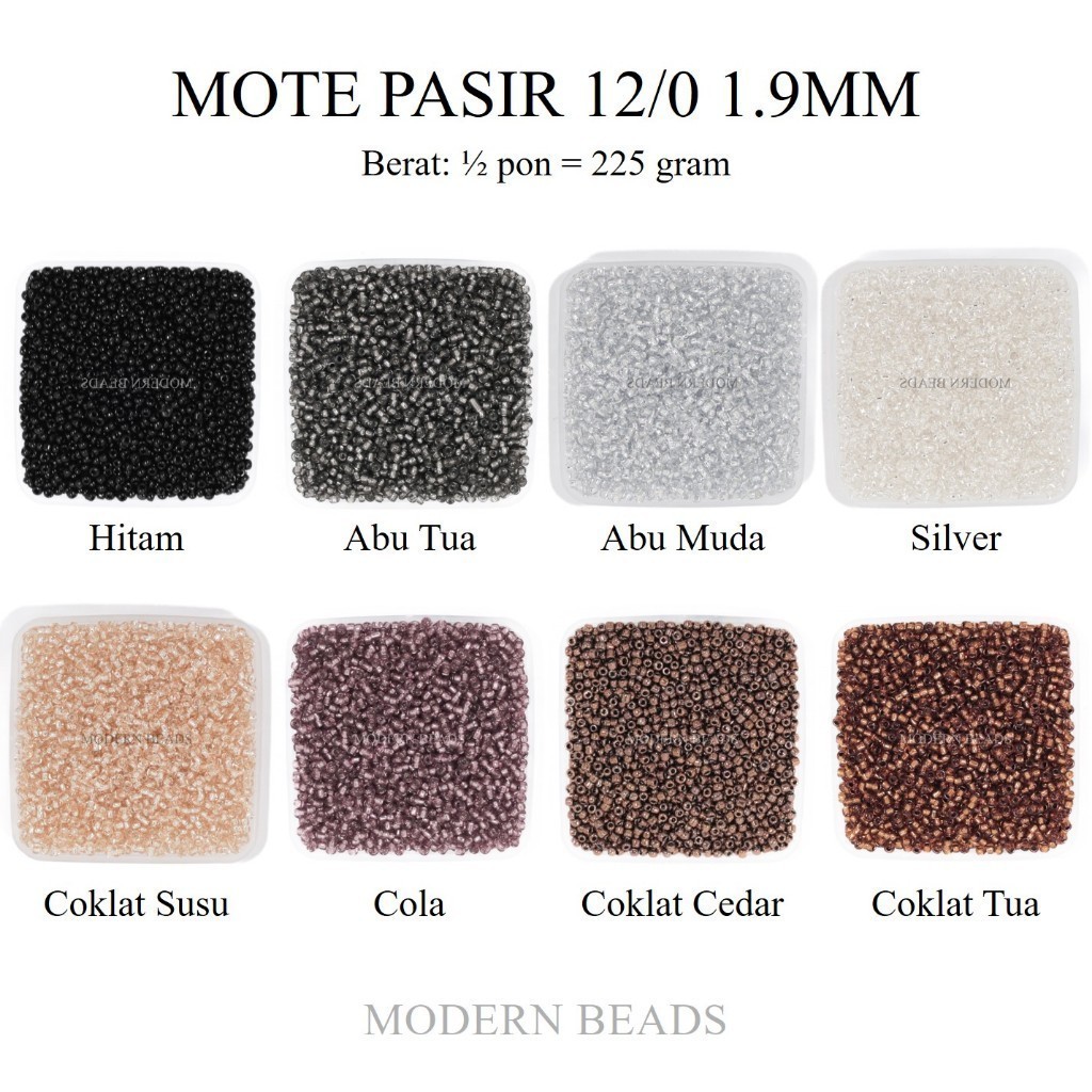 HIASAN MANIK MANIK PERMATA [1/2 PON] Mote Pasir / Payet Manik Pasir Semi Jepang 12/0 1.9mm Warna Cok