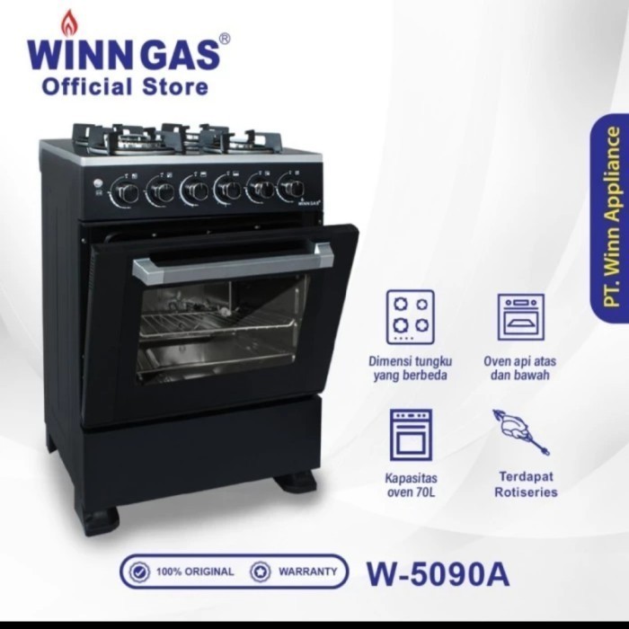 Winn Gas Kompor Freestanding W5090 4Tungku + Oven Garansi W-5090