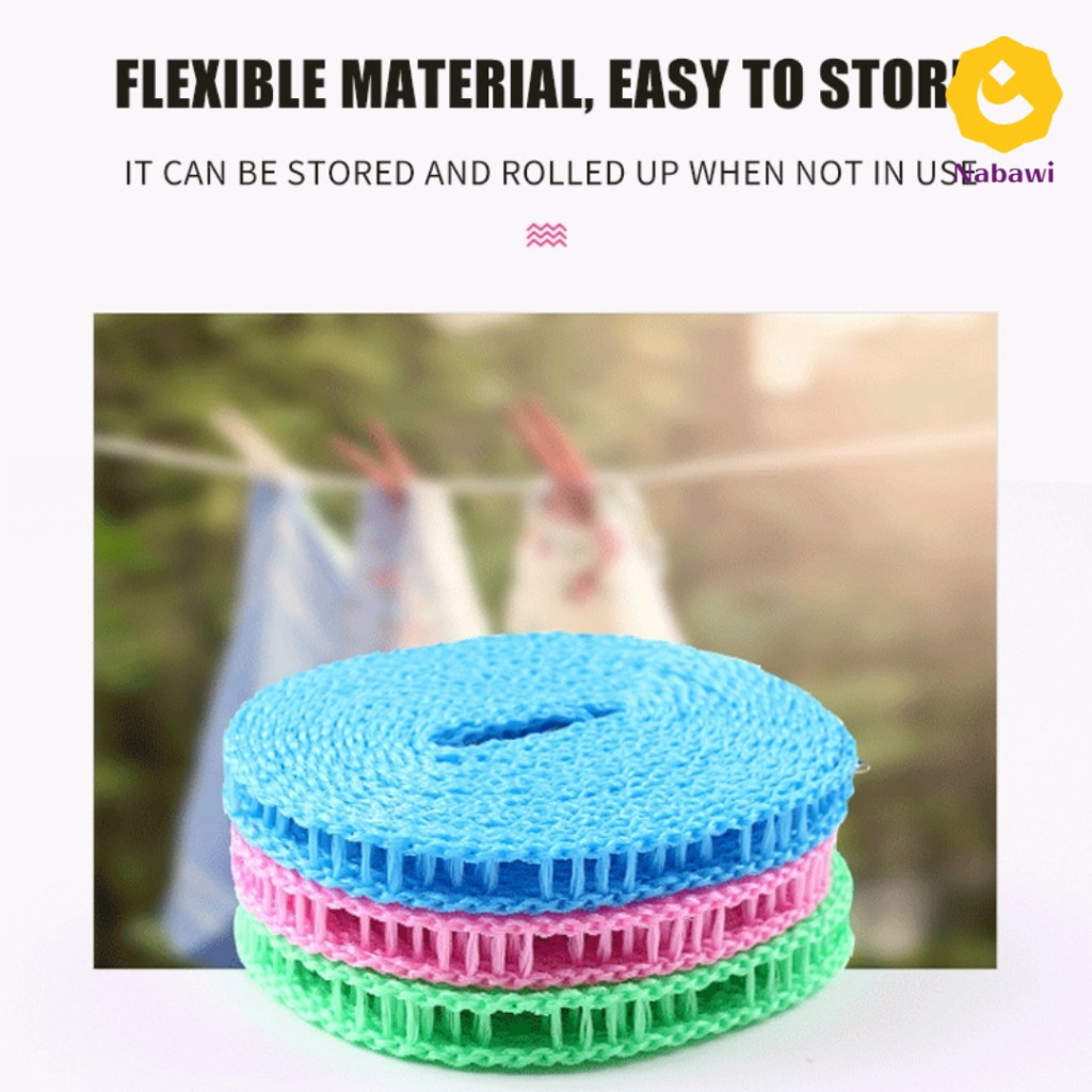 Gantungan Baju Tali Jemuran Clothes Line Laundry Tambang 5M Magic Hanger Rope Panjang Perlengkapan H