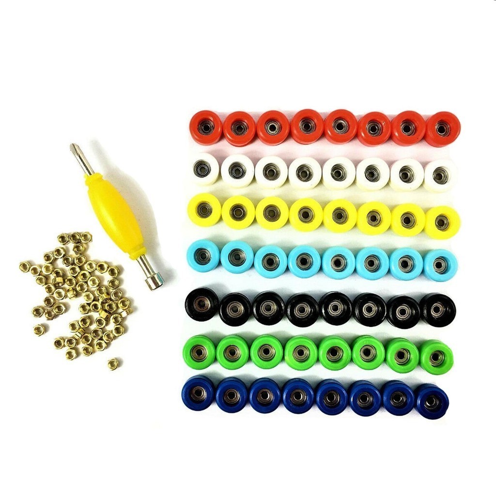 Lot 56PCS Fingerboard Bearing Wheels & Spanner Nuts for Fingerboard Finger SkateBoard  Wooden Toys A