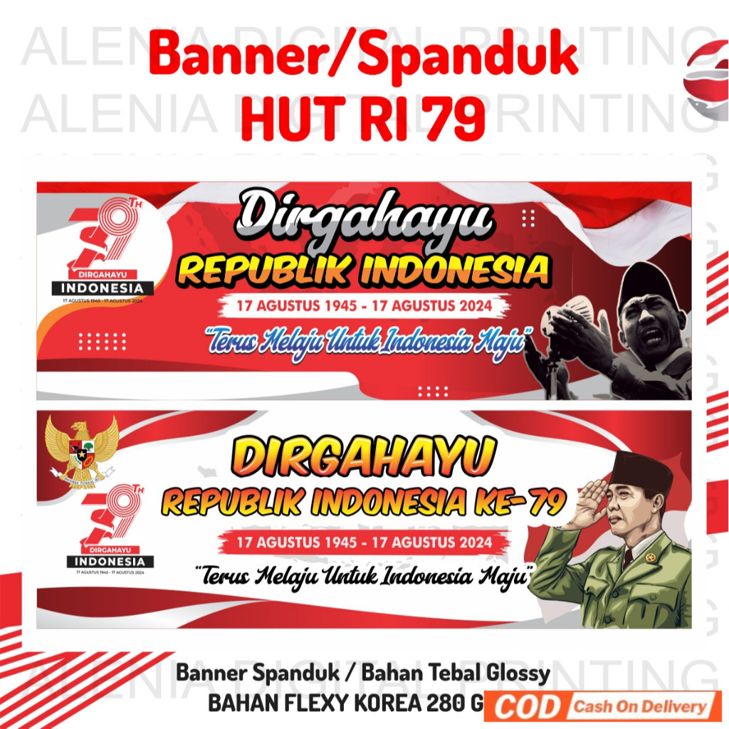Spanduk Banner 17 Agustus / Dirgahayu Kemerdekaan / HUT RI 79
