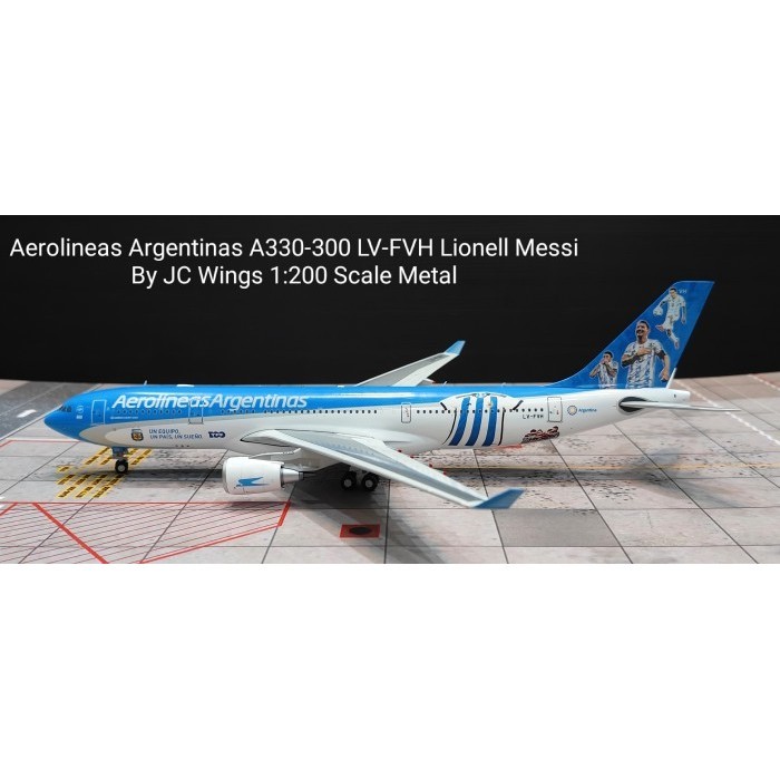 DIECAST PESAWAT TERBANG Aerolineas Argentinas A330-200 LV-FVH Lionell Messi By JC Wings 1:200 AIRCRA