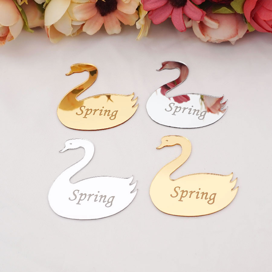 

20pcs Personalized Swan Sticker Decor Custom Name Kids Room Girls Bedroom Cute Acrylic Mirror Birthday Party Favors Gifts