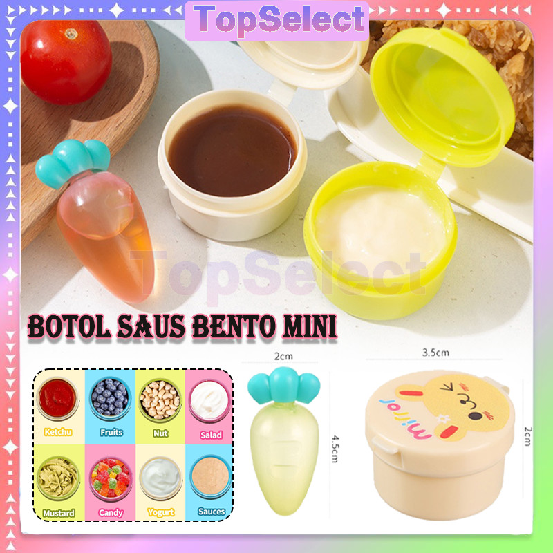 9PCS Botol Wadah Saos Salad Mini Saos Bento/Wadah Saus Bento Bulat/Mini Portabel Hias Bento Tools Sa