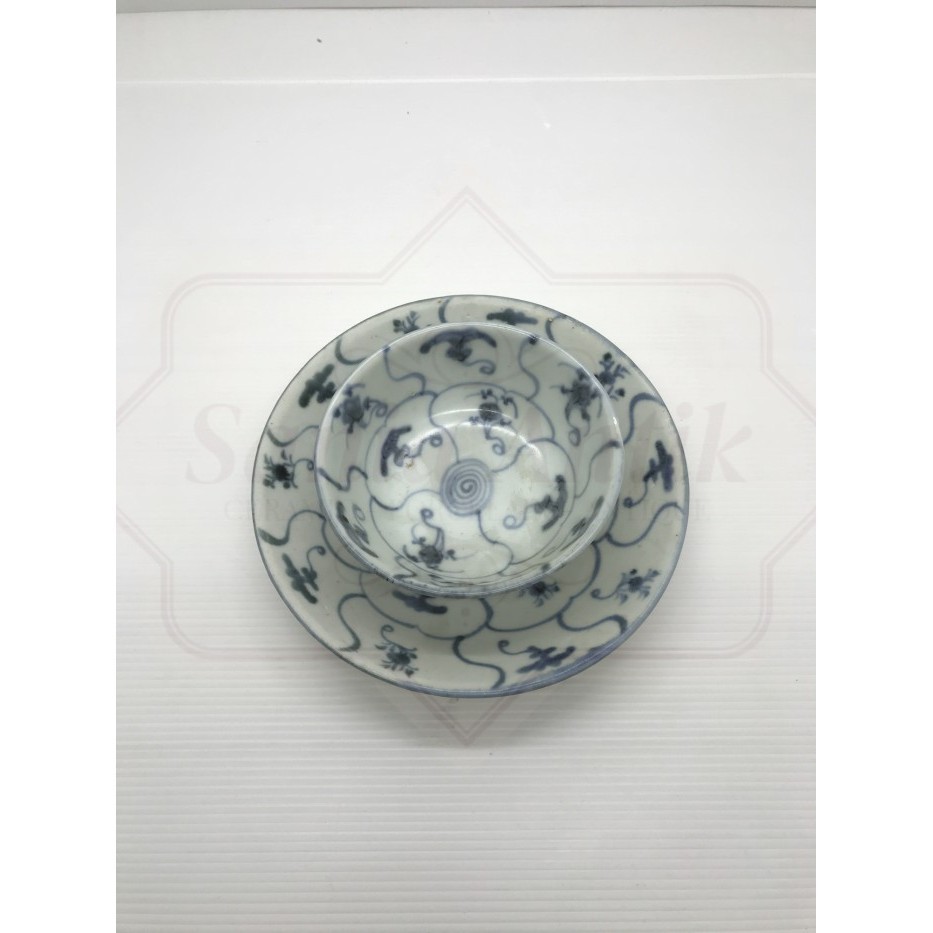 Barang Antik Piring Mangkok Tek Sing China Qing Satu Set Jadul 2