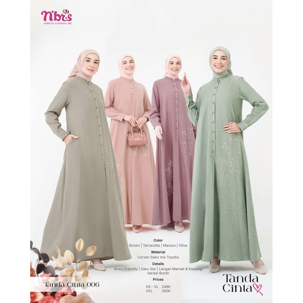 NIENSHOP - NIBRAS Gamis Wanita Dewasa Terbaru TANDA CINTA 006 100% ORI