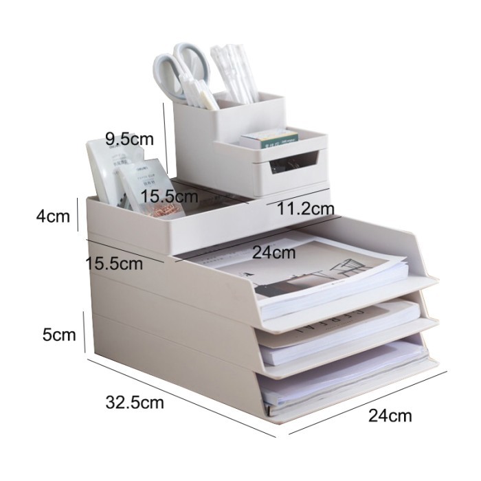 

Dejavu Rak Meja Organizer Tempat Dokumen Alat Kantor Stationery HSB120 - Paket Komplit
