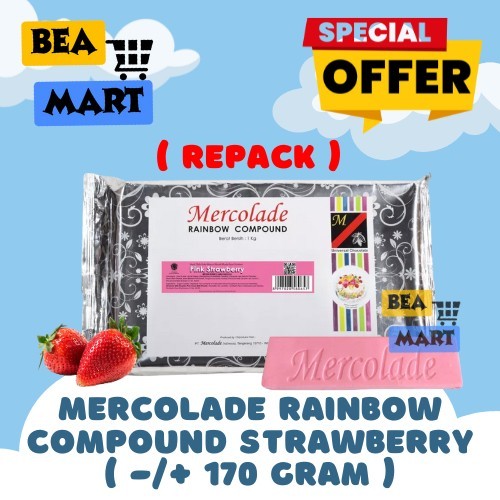 

Mercolade Chocolate Compound Rainbow Strawberry 170gr | Coklat Batang / Cokelat Blok Stoberi Pink Merah Muda REPACK 170 gr