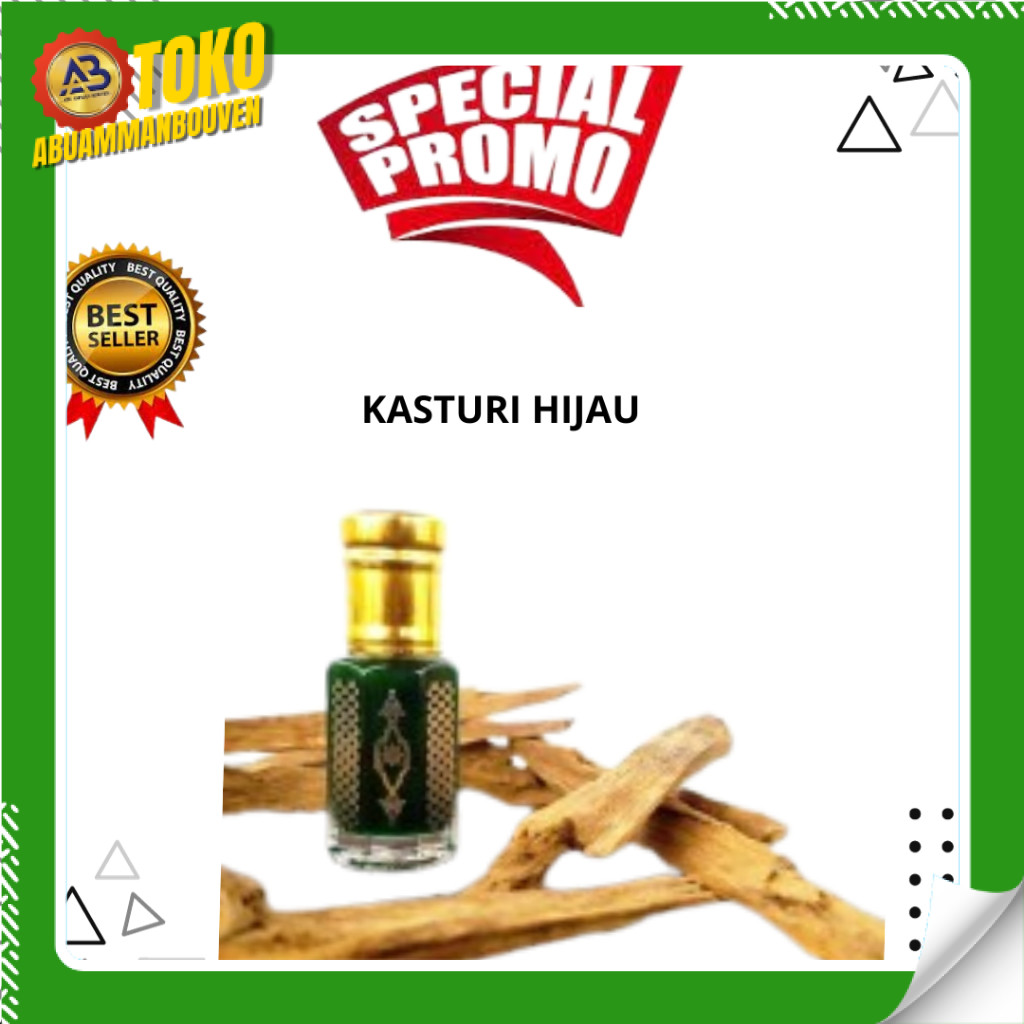 Minyak Wangi Kasturi Hijau 6ml | Kasturi Hijau Parfum Arab Farfum Sholat Murni Minyak Wangi Non Alko