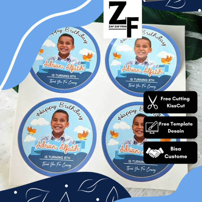 

ZAF Sticker Bulat Kecil 2-4 Ulang Tahun Anak Stiker Ultah Free Design Template Birthday Chromo