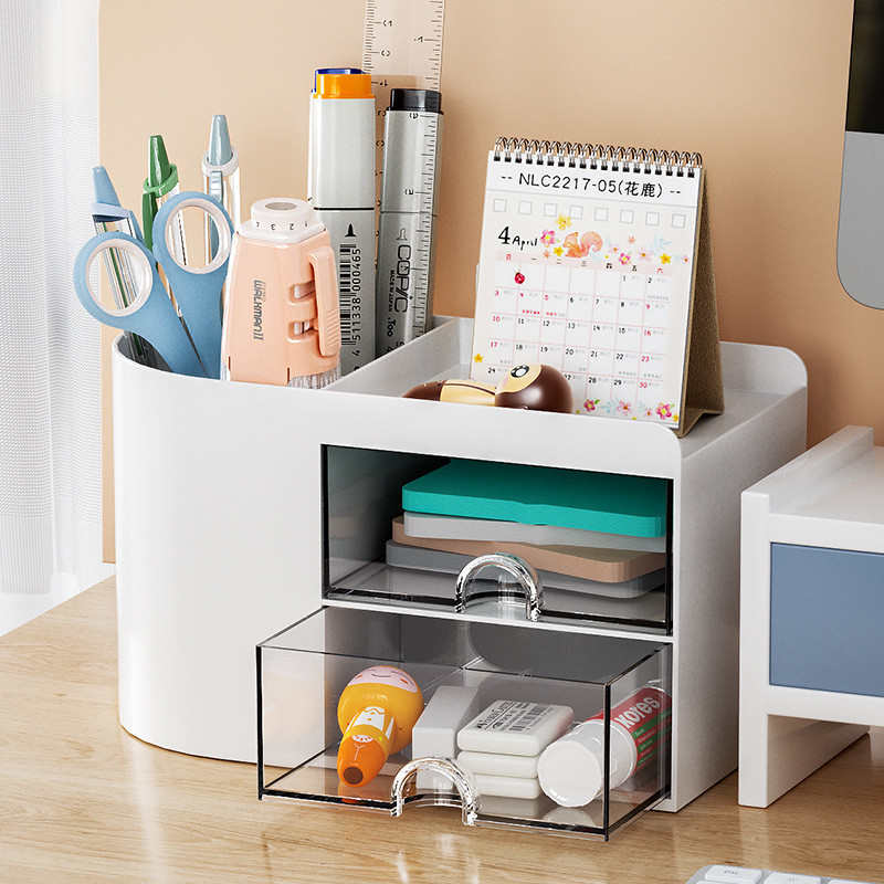 

Simple Creative Transparent Drawer Storage Box Children Girl Student Office Desktop Decoration Pen Holder Large Capacity