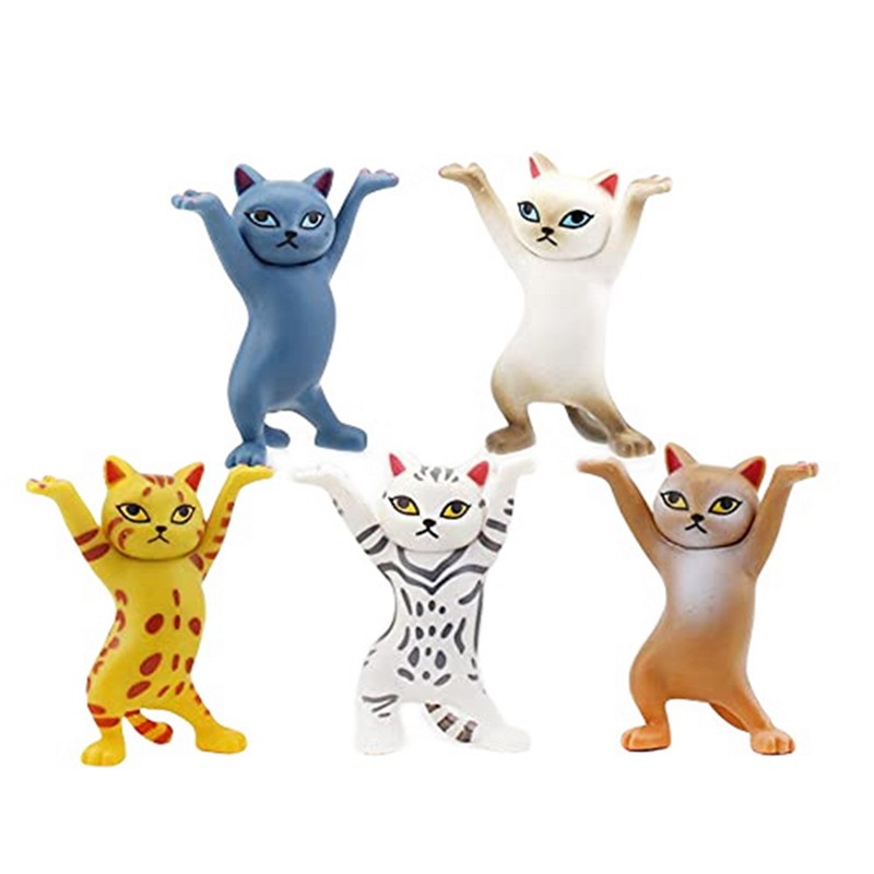 5 PCS Dancing Cat Holder Headset Stand Cat Coffin Dance Cat Pen Holder Desktop Display Stand Cute De