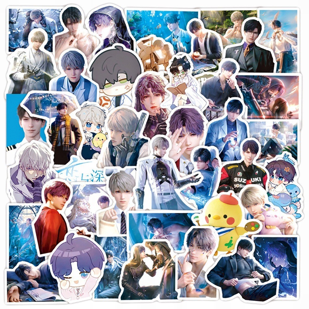 

50 Pcs/Set Game Love And Deepspace Sticker Zayne Xavier Rafayel Sylus Characters DIY Laptop Suitcase Waterproof Stickers