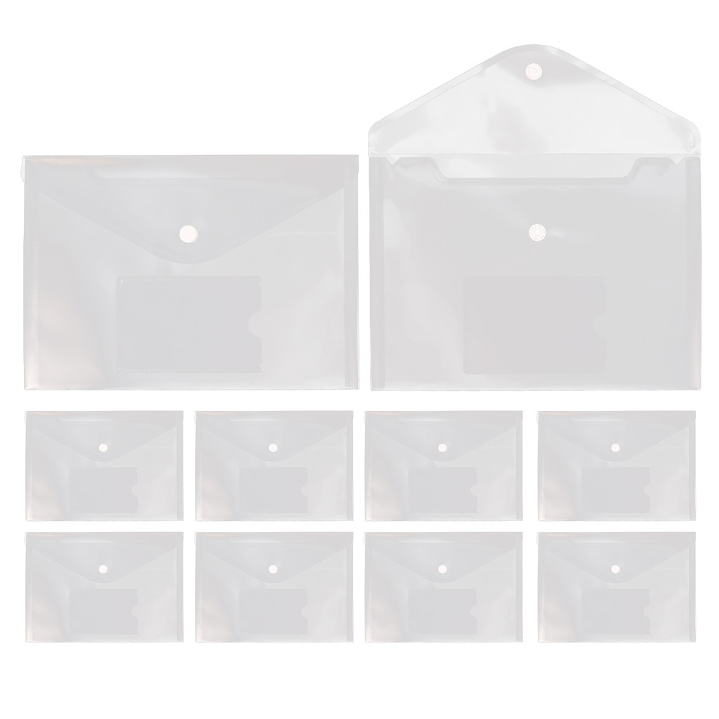 

12 Pcs Button File Bag Clear Envelopes Folders Transparent Filing Organizer Document Storage Portable Office