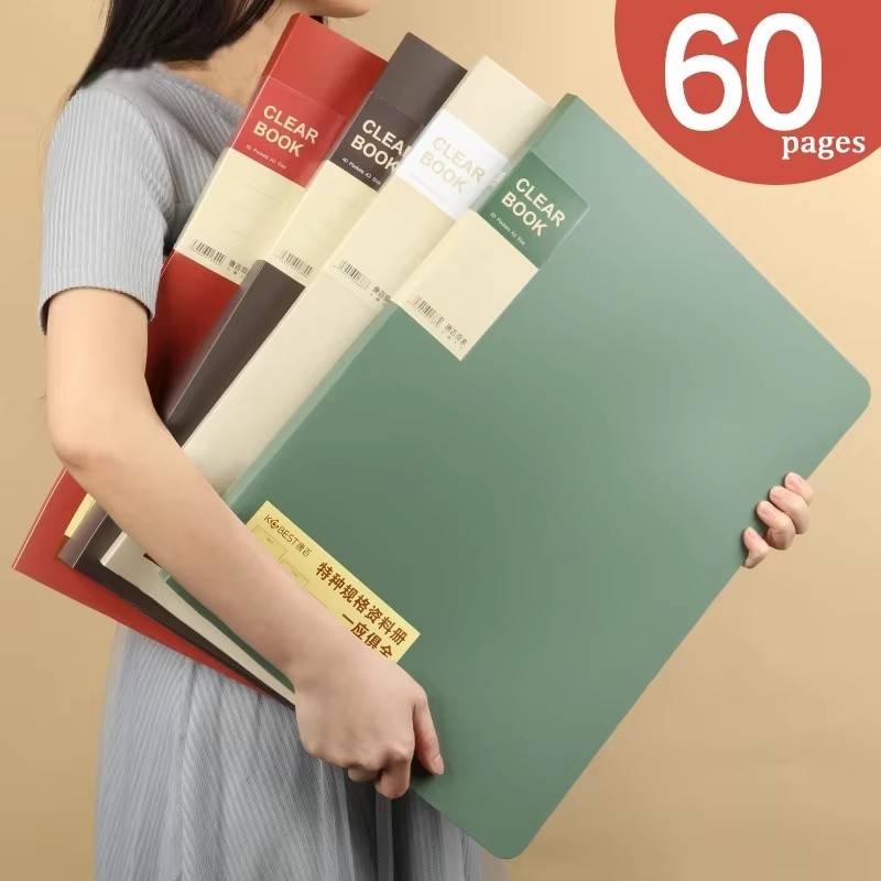 

File Folder A3 20/30/40/60 Pocket Picture Album Document Bag 8k Folder Art Work Collection Organizer Office Student Supplies