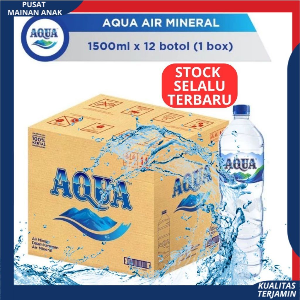 

PMA Air Minerale AQUA Botol 1500ML 1,5Liter / Isi 12 Botol Per DUS PER KARTON