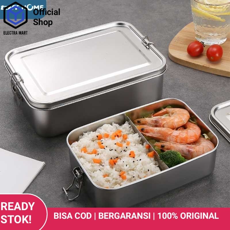 TaffHOME Kotak Makan Lunch Box Stainless Steel 2 Grid 1400ml - UP-14