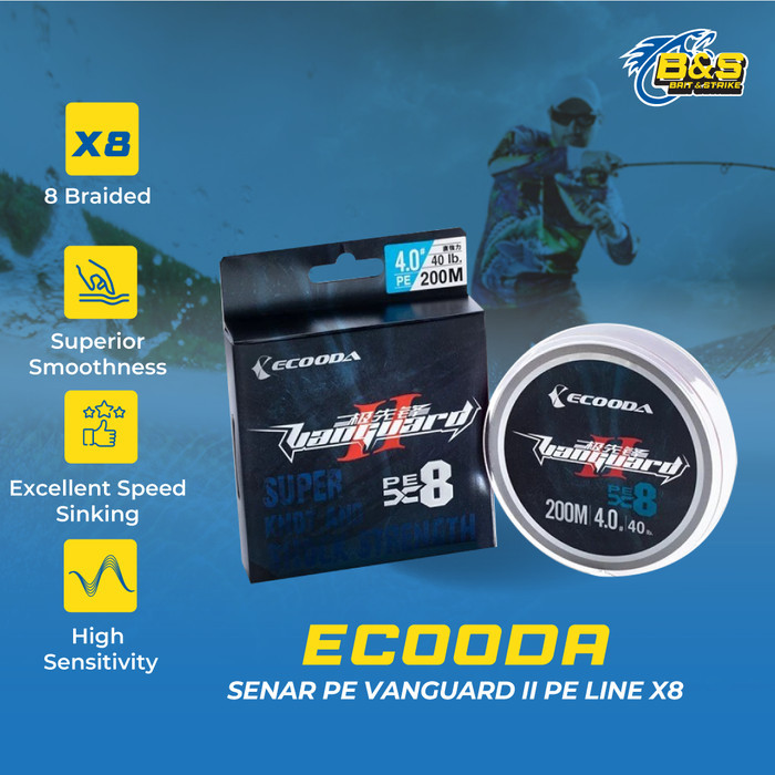 Ecooda Senar PE Vanguard II PE line X8 / 8 Braided Speed Sinking Kuat SP161