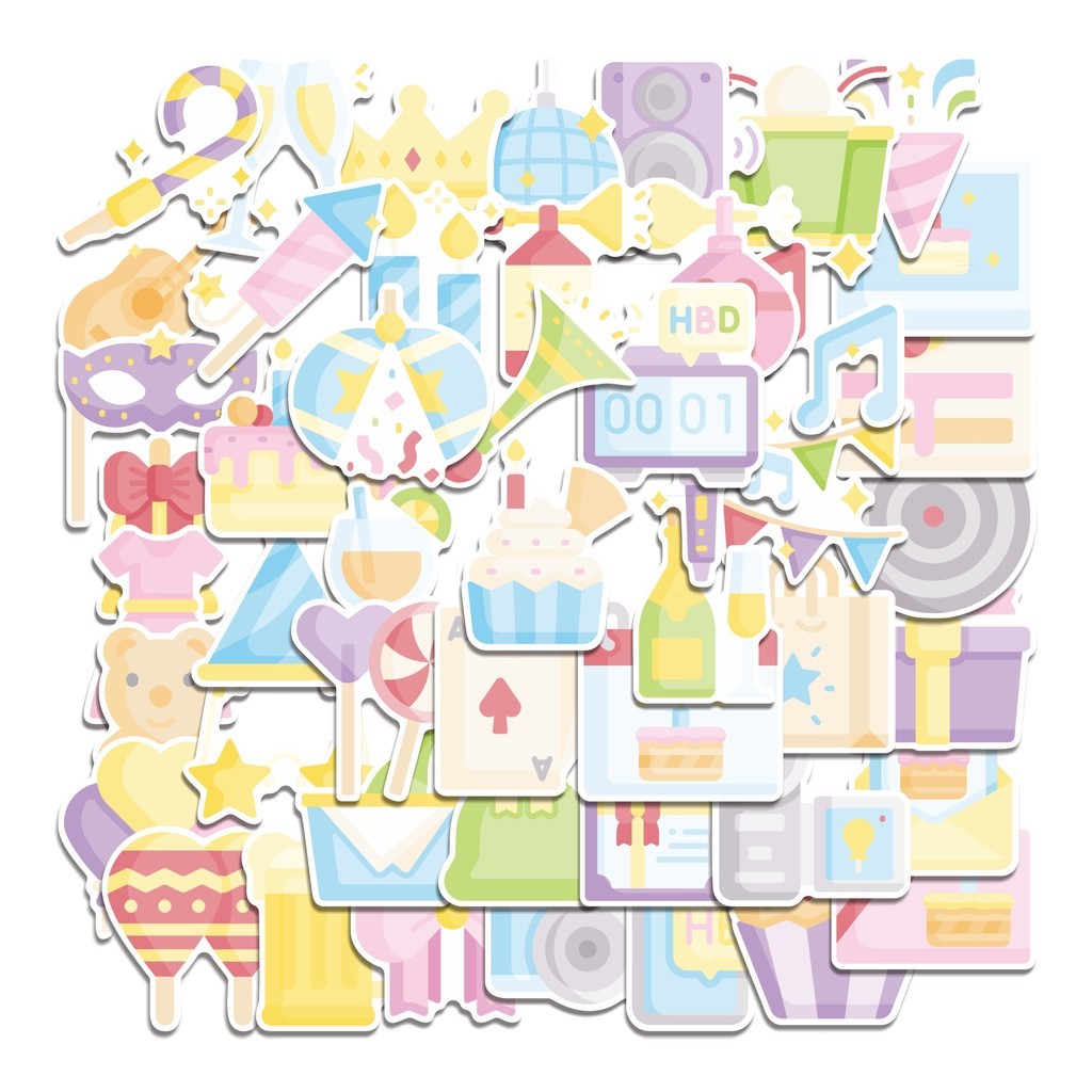 

COD 50 Pcs Stiker Birthday Lucu Anti Air Untuk Dekorasi Notebook Sepeda Skateboard Handphone