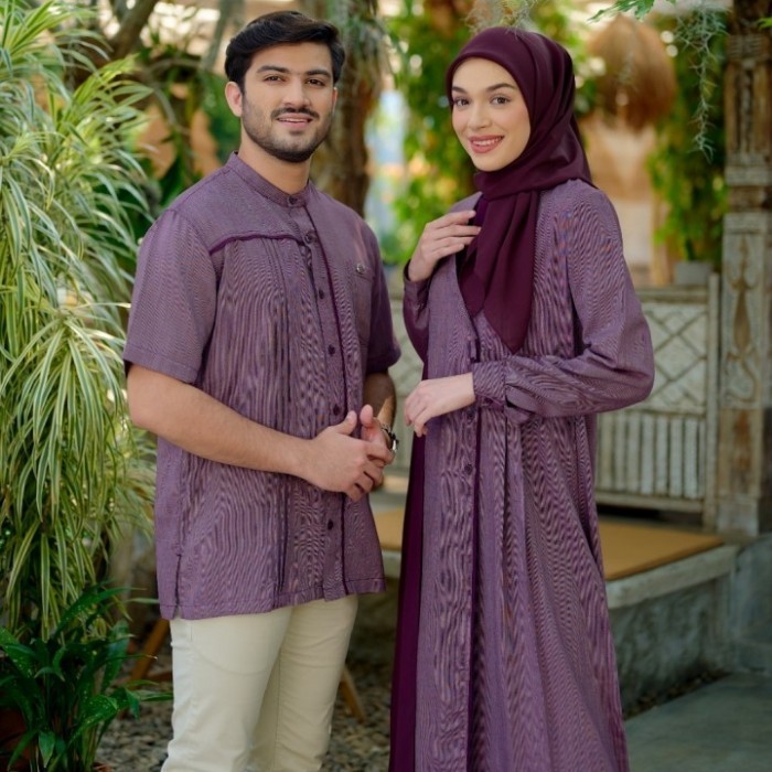 "R.V.Shop" - Nibras Koko Couple HABIBI Warna Ungu Purple Baju Sarimbit Lebaran Adem - Ungu Purple, K