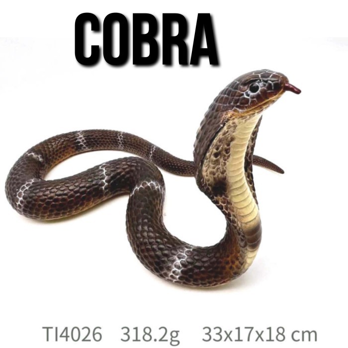 KORI King COBRA SNAKE ULAR Kobra Sendok Reptil Ukuran Besar 33x17x18 Cm Mainan Figure Binatang Minia