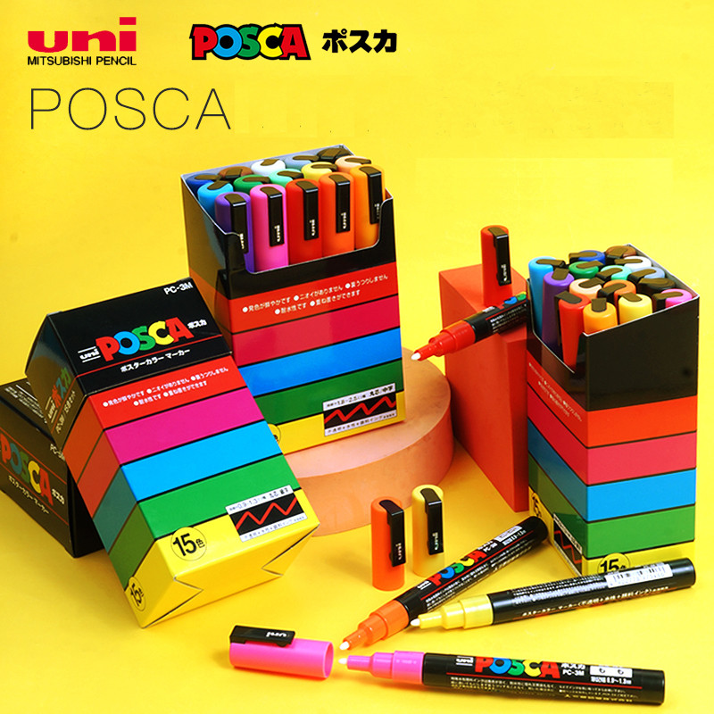 

UNI POSCA Marker Set PC-1M/3M/5M POP Poster Advertising Art Supplies Office Student Painting Hand-drawn Stationery Graffiti
