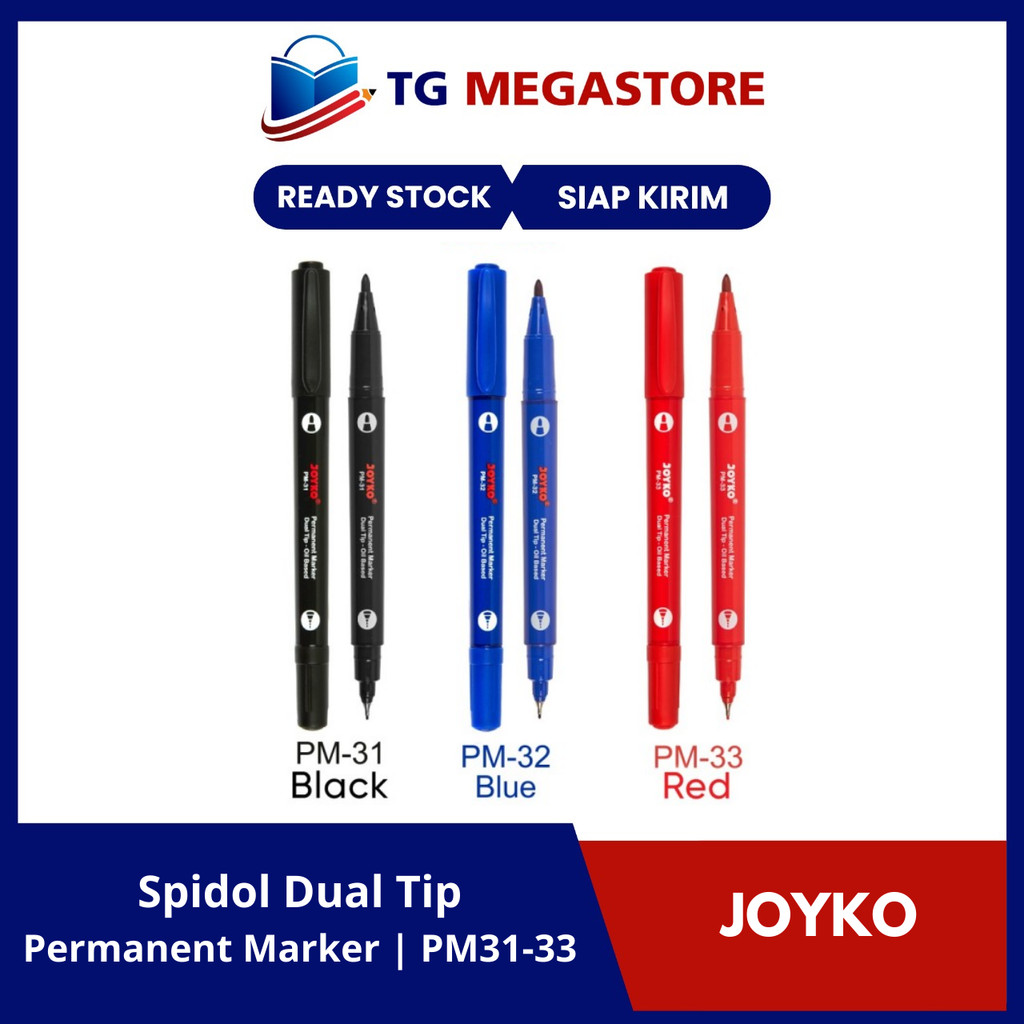 

Spidol Permanent Marker Joyko Dual Tip 2 Sisi - PM31-33
