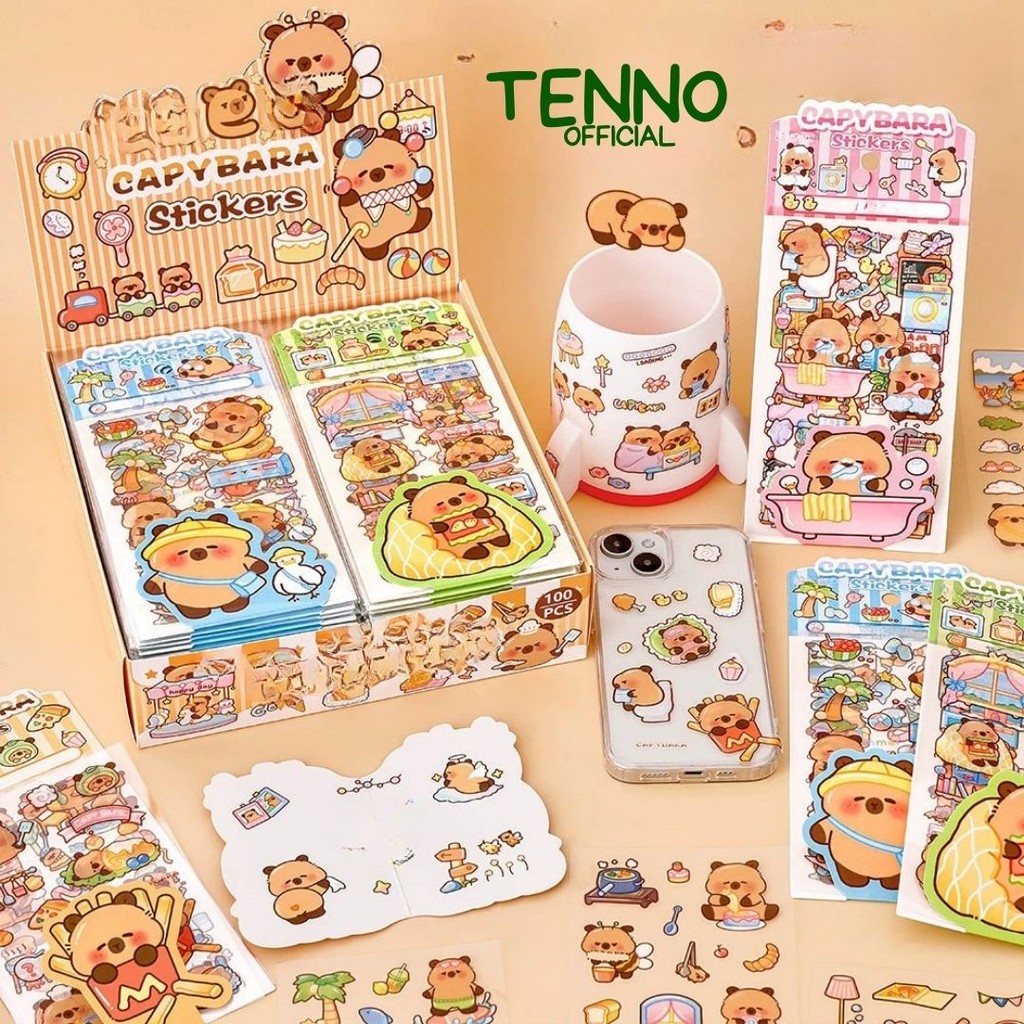 

TENNO Cutting Sticker Capybara Isi 4 Lembar Cute Cartoon Stiker Kartun Kapibara Lucu Dikirim Random