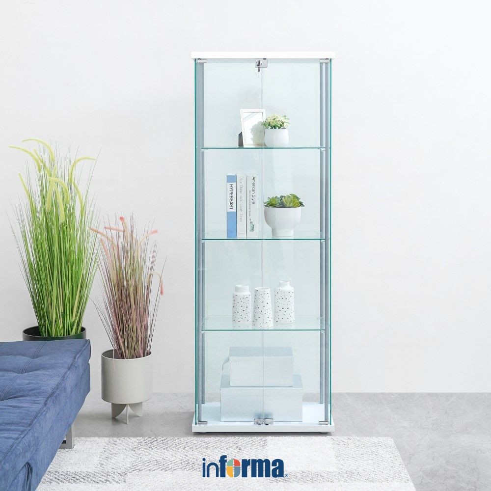 Informa Newvy Curio Lemari Pajang 2 Pintu Dengan Rak 4 Tingkat - Putih Display Cabinet Kabinet Kolek