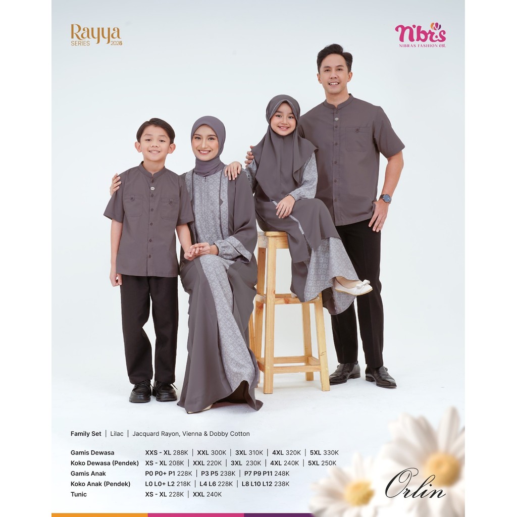 NBRS Orline Lilac Sarimbit Keluarga Baju Couple Muslim Keluarga Lebaran 2025 Nibras Rayya Series