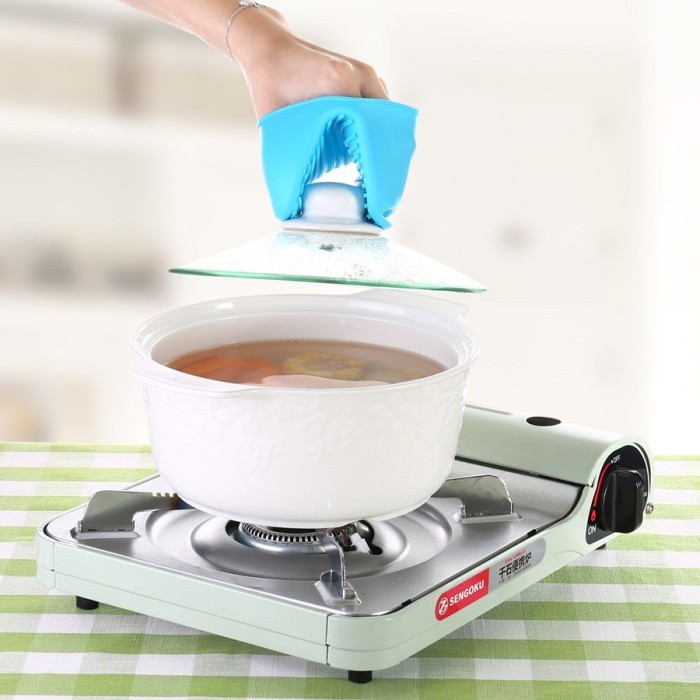 Cempal Silikon Sarung Tangan Anti Panas Oven Silicone Anti Slip Lucu - Biru