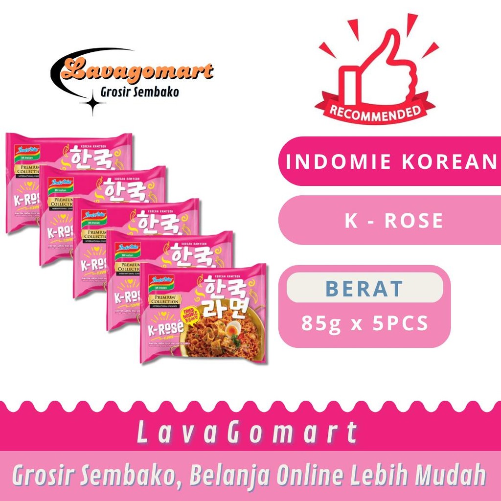 

INDOMIE MIE GORENG PREMIUM KOREAN K-ROSE PCK 85g - 5 PCS - LAVAGOMART - BANDUNG