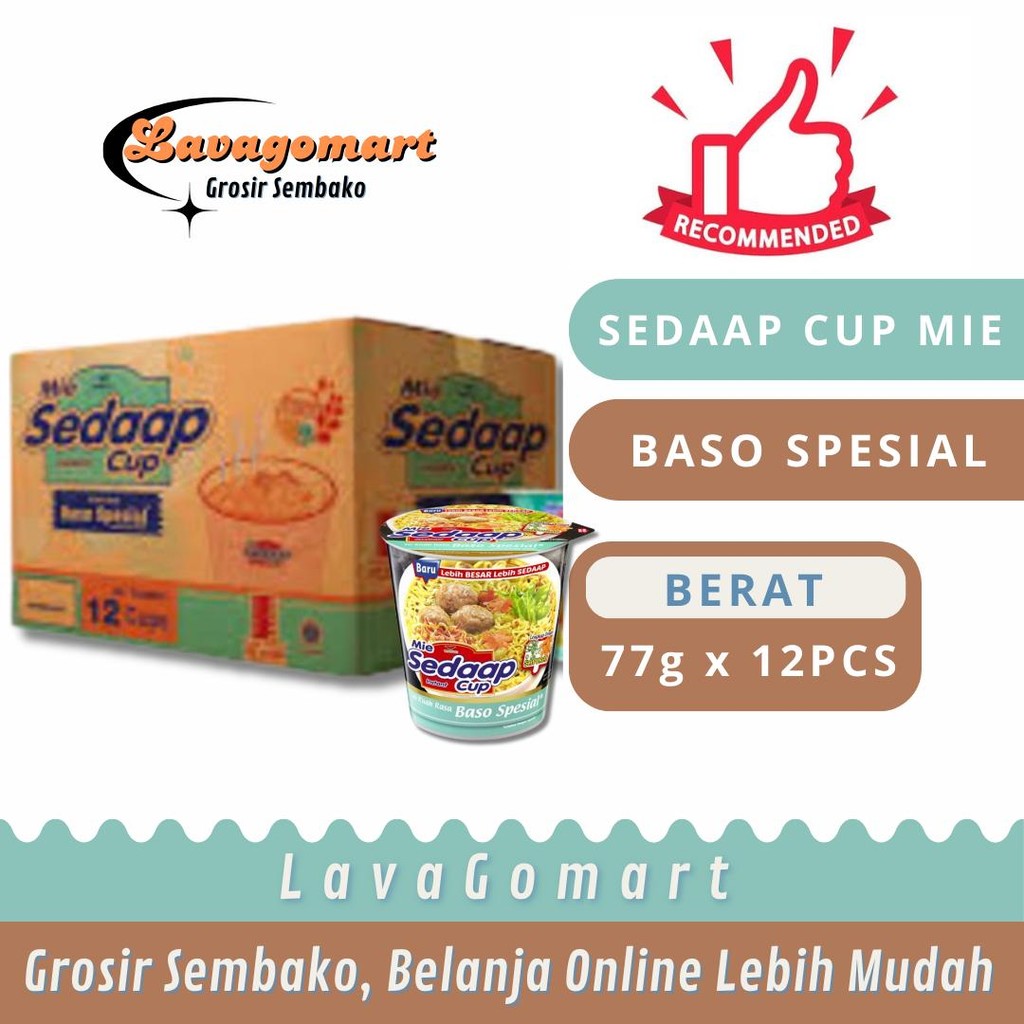 

SEDAAP CUP MIE INSTAN BASO SPESIAL 77g - 1 DUS - LAVAGOMART - BANDUNG