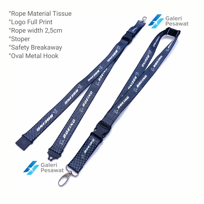 

ANDMA Lanyard / Gantungan Tali ID Card BOEING CARBON Premium