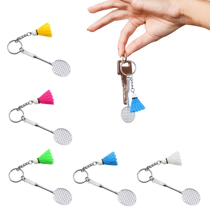 

Mini 3D Badminton Racket Balls Sports Keyring Pendant Keyfob DIY Keychain Holder Ring Car Bag Pendant Charm Keyring