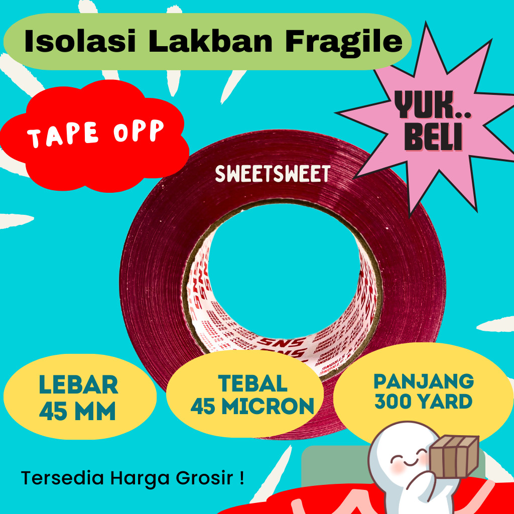

Sweetsweet SNS Lakban Merah Fragile 300 Yard | Isolasi Jumbo Best {BISA COD} {Tersedia Harga Grosir}