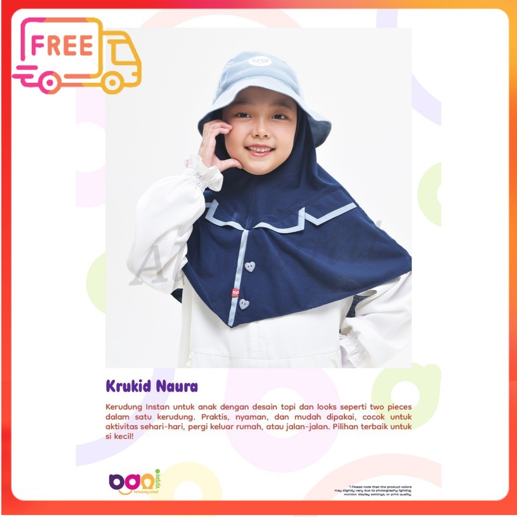 DISKON RABBANI ORI Krukid Naura | Kerudung Topi Anak | Kerudung Anak | Kerudung Topi | Kerudung Inst
