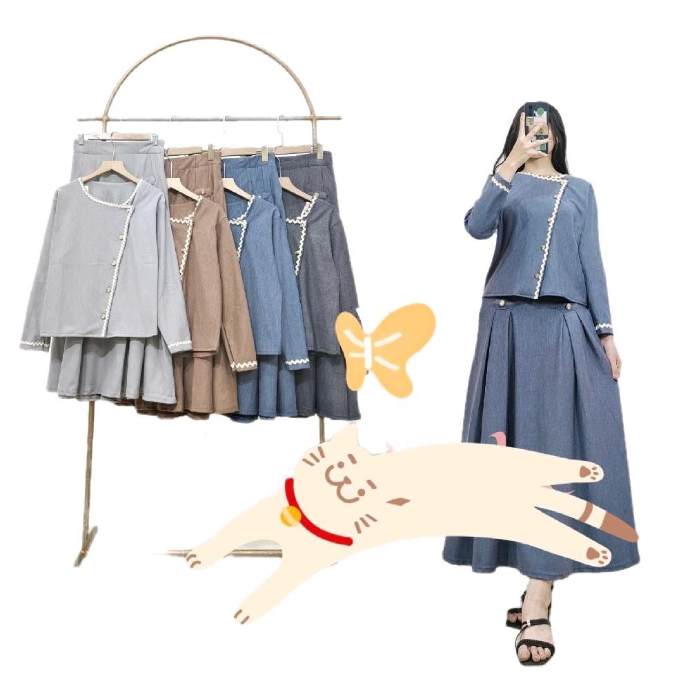Set Rok Bawerly Koleksi Panjang Muslim Wanita Dewasa - Katun, Celana, Gamis, Kulot, Setelan, Baju