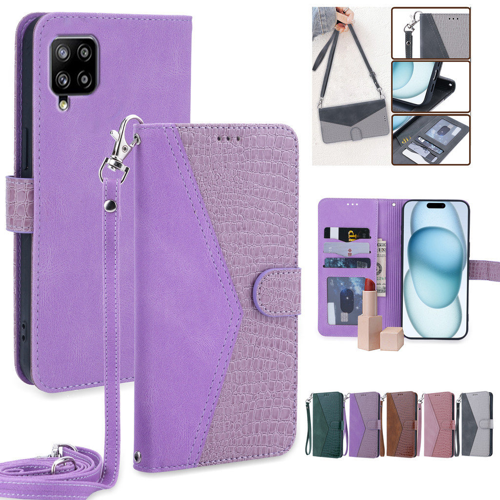Tali Lanyard Casing For Samsung Galaxy A12 /M12 Leather Case Casing dompet Flip Motif Bunga matahari
